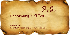 Preszburg Sára névjegykártya